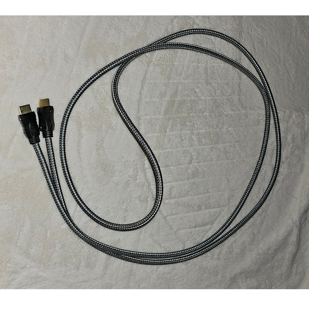 Braided HDMI Cable Gold Plated High Speed 4K 1080p Silver Black Nylon Cord 6ft